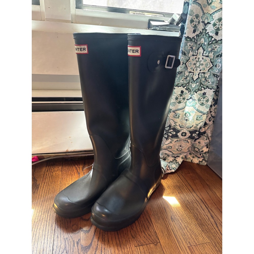 Hunter Original Tall Rain Boots Matte Black Womens Size 8 Waterproof Classic